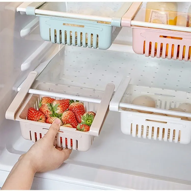 1 Pc Extendable Plastic Tray Drawer for Fridge - Multicolor