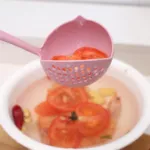 2 in 1 Plastic Draining Laddle Colander Soup Spoon- Multicolor
