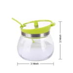 3 PCS Glass Suger & Spice Container Jar Kitchen Combination Spoon and Lid Design Multi-color 7191