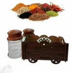 3 Pcs Salt & Pepper Shaker in Wodden Cart