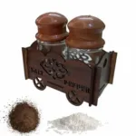 3 Pcs Salt & Pepper Shaker in Wodden Cart