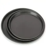 3-Piece Set Non-stick Pizza Pan, Round Premium Bakeware, Black - 7218