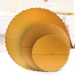 3Pcs 6/8/12inch Stylish Hard Paper Mats & Pads Decor for Birthday and Wedding Party Cakes - Gold