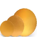3Pcs 6/8/12inch Stylish Hard Paper Mats & Pads Decor for Birthday and Wedding Party Cakes - Gold