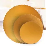 3Pcs 6/8/12inch Stylish Hard Paper Mats & Pads Decor for Birthday and Wedding Party Cakes - Gold