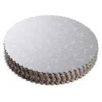 3Pcs 6/8/12inch Stylish Hard Paper Mats & Pads Decor for Birthday and Wedding Party Cakes - Silver