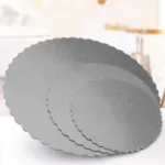 3Pcs 6/8/12inch Stylish Hard Paper Mats & Pads Decor for Birthday and Wedding Party Cakes - Silver