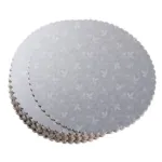 3Pcs 6/8/12inch Stylish Hard Paper Mats & Pads Decor for Birthday and Wedding Party Cakes - Silver
