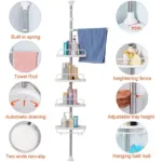 4 Tier Shower Corner Storage Rack Bathroom Organizer Shelf