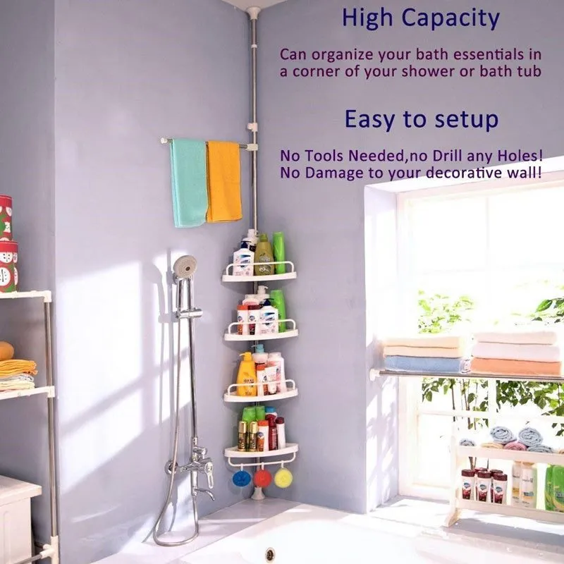 4 Tier Shower Corner Storage Rack Bathroom Organizer Shelf