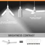 45W Garage Ceiling Light LED Foldable Fan Blade Bulb