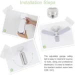 45W Garage Ceiling Light LED Foldable Fan Blade Bulb