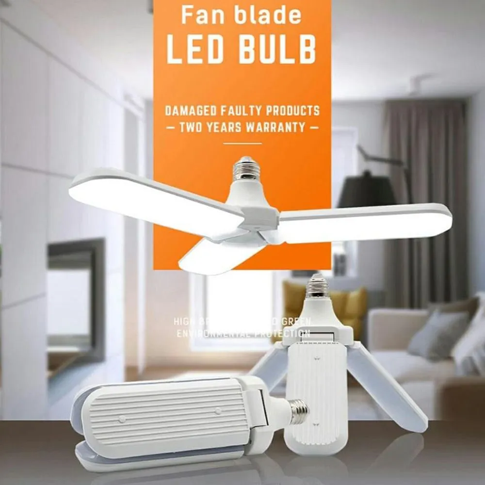 45W Garage Ceiling Light LED Foldable Fan Blade Bulb