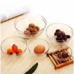5 Pcs Glass Bowl with Plastic Lids - Multicolor