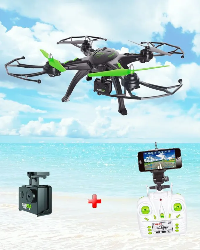 6 Axis HD Aerial Quadcopter Drone with WIFI & Mobile connectivity -Black & Green