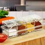 Acrylic Crystal Salt Pepper Spice Boxes with Rack