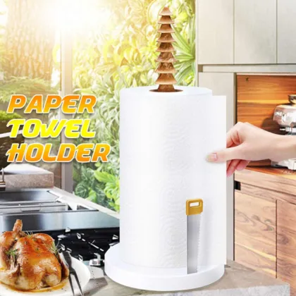 Bamboo Paper Towel Holder Dispenser Organizing Stand