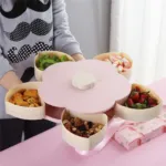Cute Flower Petals Rotating Shape Multi Sectional Snack Serving Tray Bowl - 5 Compartments - 7220