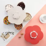 Cute Flower Petals Rotating Shape Multi Sectional Snack Serving Tray Bowl - 5 Compartments - 7220