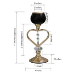 Gold Metal Candle Holder Set Chandelier Stand With Crystal chains Matte Black & Gold 2457