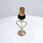 Gold Metal Candle Holder Set Chandelier Stand With Crystal chains Matte Black & Gold 2457