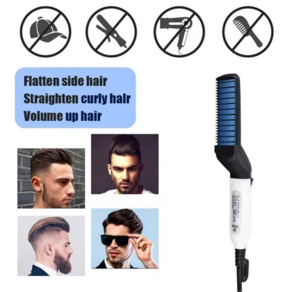 Hair Comb Brush & Beard Straightener in One Beard Straightener Hair Comb, Man Electric Hair Styling Comb DIY Hair Accessories Hair Modelling Tool