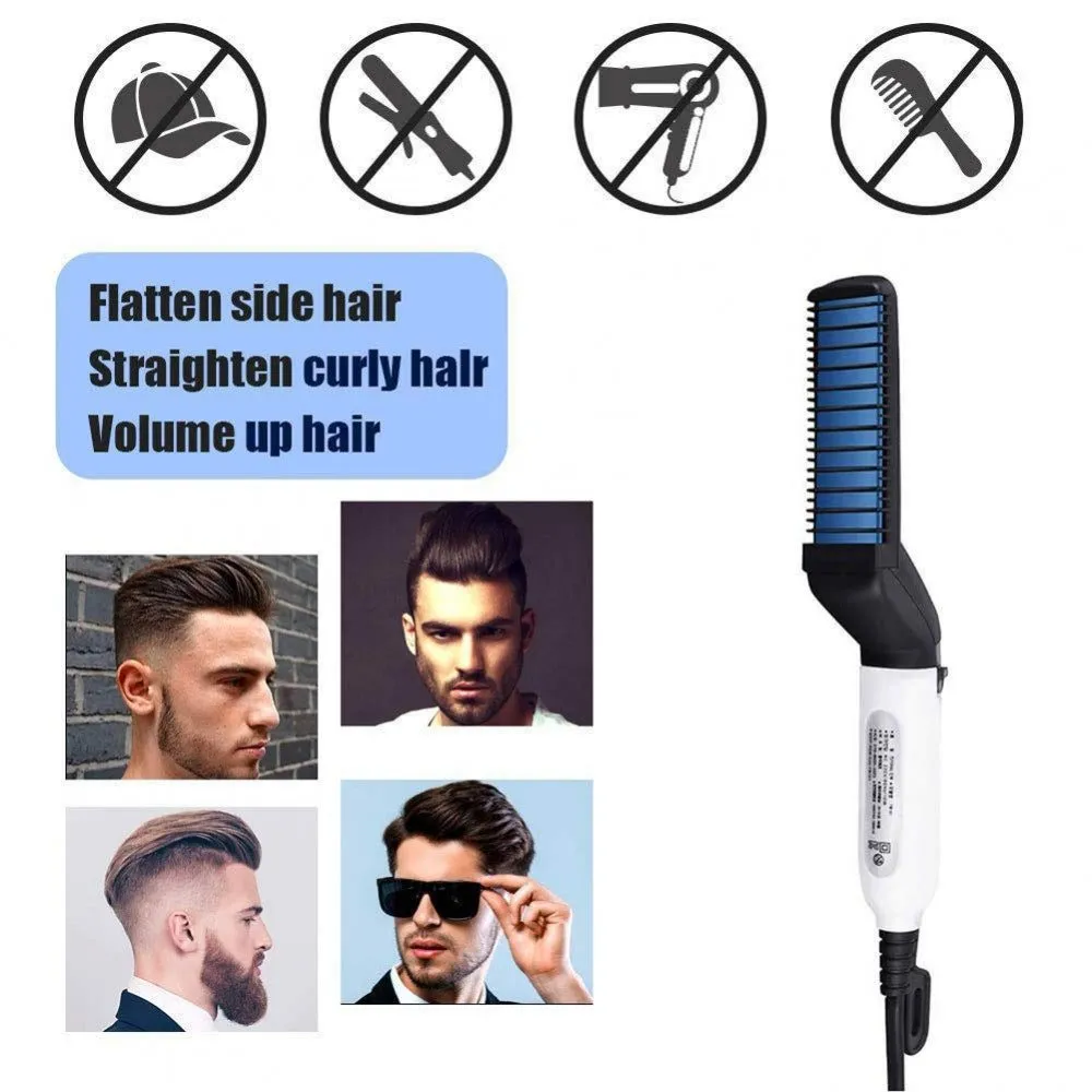 Hair Comb Brush & Beard Straightener in One Beard Straightener Hair Comb, Man Electric Hair Styling Comb DIY Hair Accessories Hair Modelling Tool