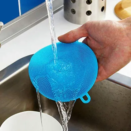 Heat Resistant Silicon Sponge Dishwasher Scrubber Pad - Multicolor