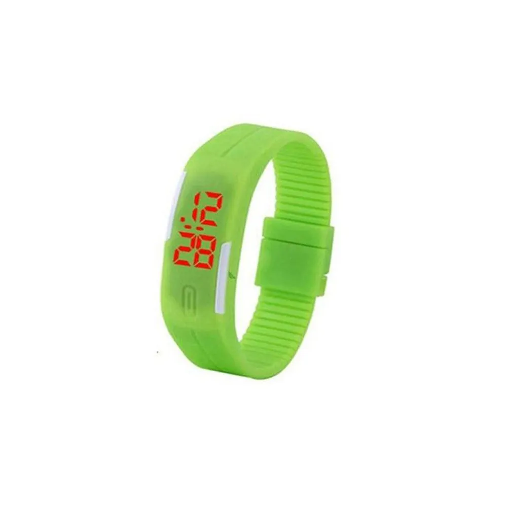 LED Silicon Sports watch for unisex-Green