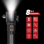 Multi-Function Car Flashlight – Emergency Tool with Window Breaker, Seat Belt Cutter & Power Bank