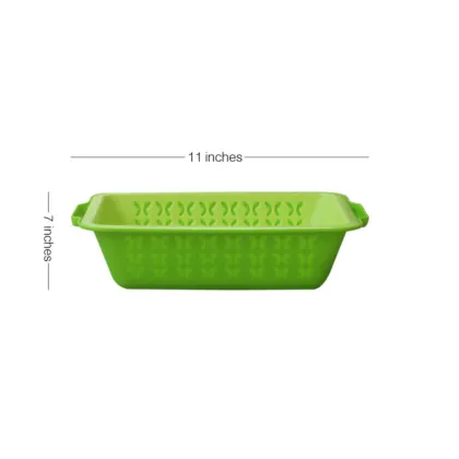 Multi-functional Kitchen Vegetable Fruit Drain Basket Snack Plate Double-layer sieve-Green 2442G