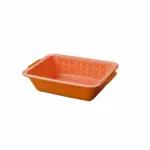 Multi-functional Kitchen Vegetable Fruit Drain Basket Snack Plate Double-layer sieve-Orange 2442-O