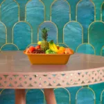 Multi-functional Kitchen Vegetable Fruit Drain Basket Snack Plate Double-layer sieve-Orange 2442-O