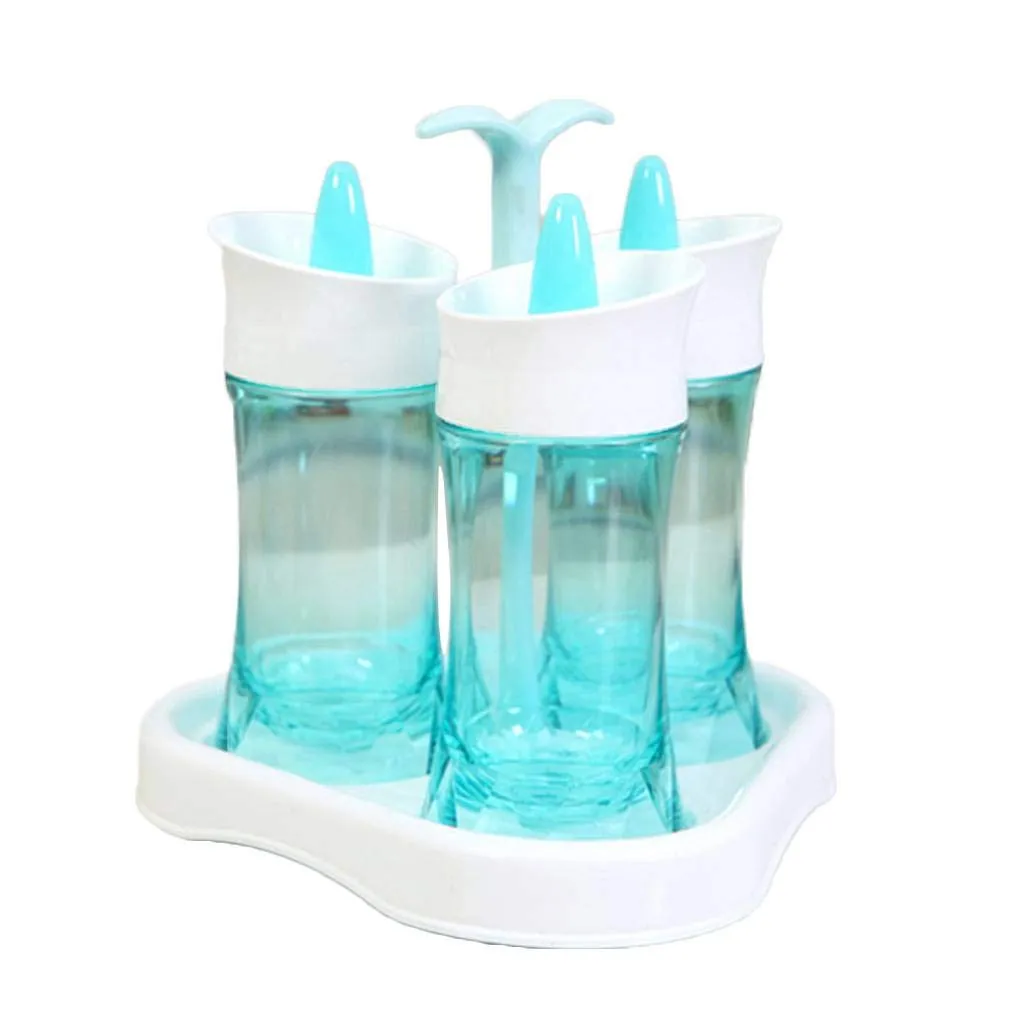 Multi-Purpose Rotary 3 Bottles of Cruet Sets Salt Pepper Shakers Kitchen for Seasoning Pot Multi-color 7188