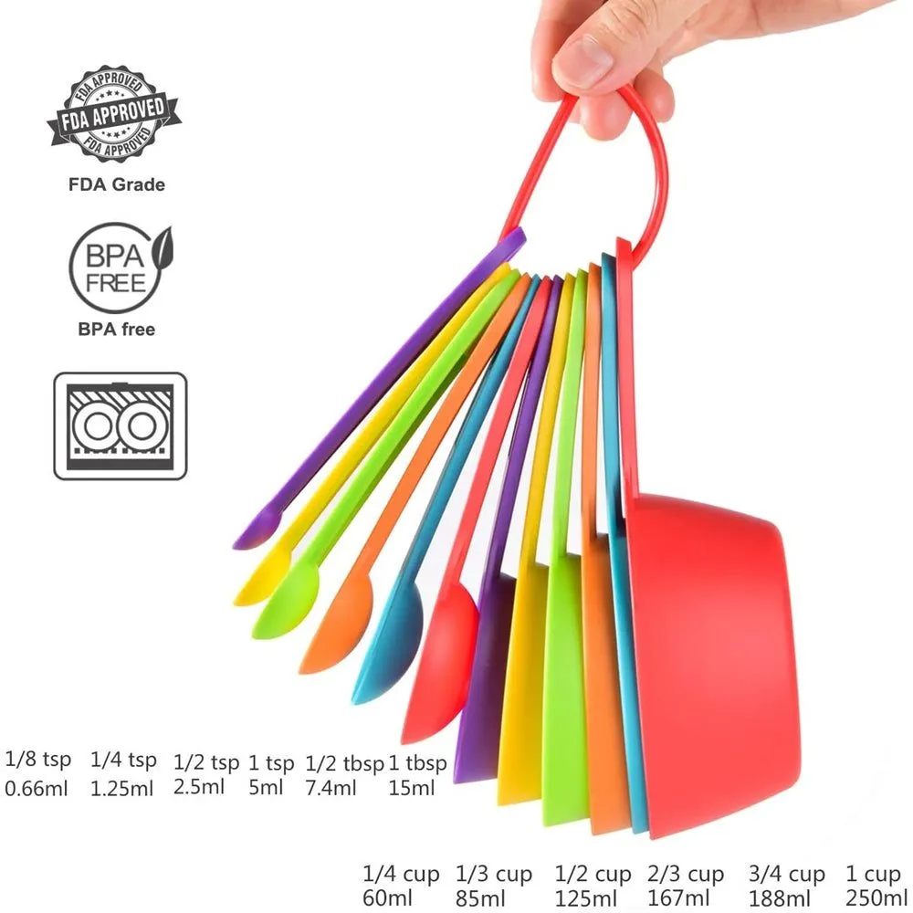 Pack of 10 - Measuring spoons & Cups - Multicolor