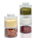 Pack of 12 Spice Tower Carousel Containers for Kitchen Spices - 12 Bottle Stackable Spice Rack Carousel, Spice Tower, Space Saving Kitchen Spice Jars, Herbs, Condiments, Spices Seasoning Box Jars with Lids