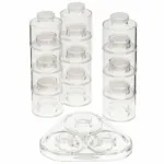 Pack of 12 Spice Tower Carousel Containers for Kitchen Spices - 12 Bottle Stackable Spice Rack Carousel, Spice Tower, Space Saving Kitchen Spice Jars, Herbs, Condiments, Spices Seasoning Box Jars with Lids