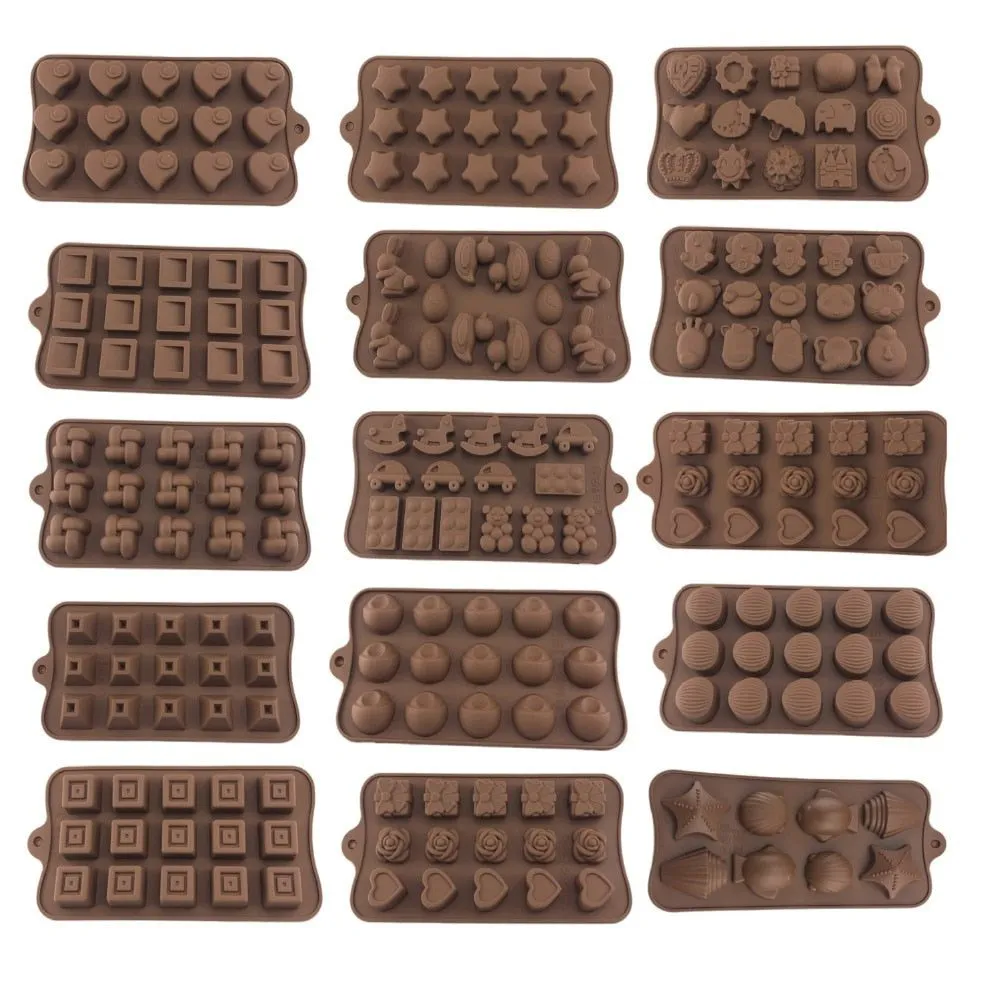 Pack of 2 Silicone Chocolate Moulds - Mixed Shapes