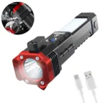 Pack of 2 - Tactical LED Flashlight Rechargeable, Emergency Tool with Side Light & USB Charging