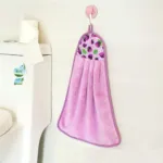 Pack of 3 - Coral Fleece Kitchen / Bathroom Hanging Towel - 15 x 8 inches - Multicolor - 2488