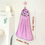 Pack of 3 - Coral Fleece Kitchen / Bathroom Hanging Towel - 15 x 8 inches - Multicolor - 2488