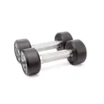 Pair of 2 Kg rubber coated dumbbells - Black & Silver
