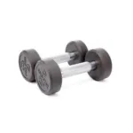 Pair of 3 Kg rubber coated dumbbells - Black & Silver