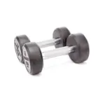 Pair of 5 Kg rubber coated dumbbells - Black & Silver