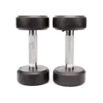 Pair of 5 Kg rubber coated dumbbells - Black & Silver