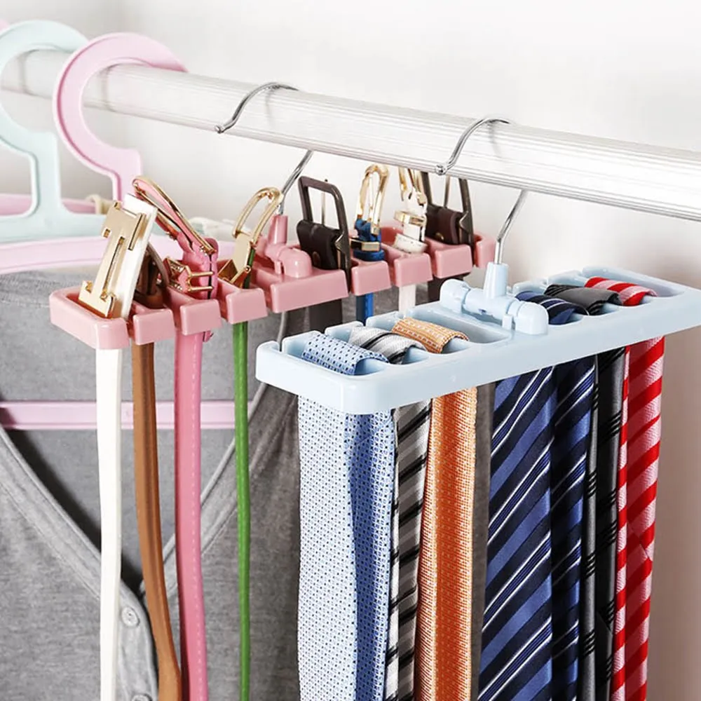 Rotating Tie & Belt Scarf Storage Hanger - Multicolor