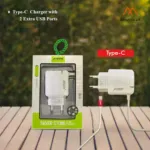 Type-C Fast 3A Charger Cable with 2 Extra USB Ports