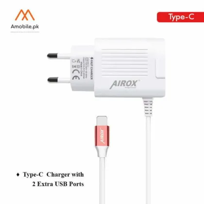Type-C Fast 3A Charger Cable with 2 Extra USB Ports