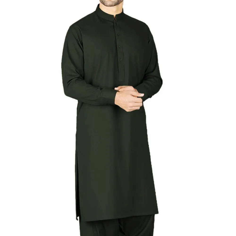 Unstiched Wash & Wear Gents Shalwar Kameez Fabric - Olive Green