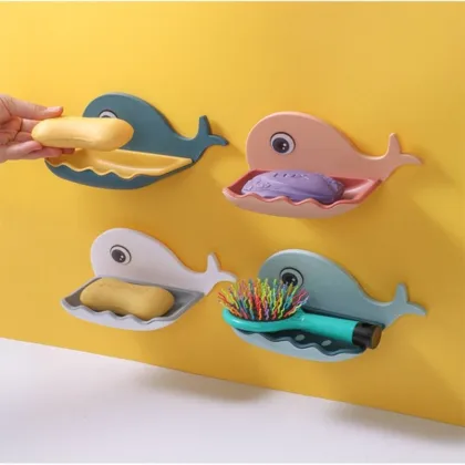 Whale Shape Soap Box Suction Cup Wall Mount